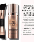 LUMINESS Silk Airbrush Spray Foundation 2-PC Kit - Foundation & Dual-Sided Angled Makeup Brush - Buildable Coverage, Anti-Aging Formula, Humidity Resistant, Hydrates & Moisturizes, Light Warm