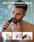Ear & Nose Hair Trimmer with LED Display for Men Women,Painless USB Rechargeable Eyebrow & Facial & Nose Hair Trimmer Clipper,Professional IPX7 Waterproof Dual Edge Blades 12500 RPM (Black)