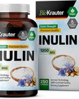 BIO KRAUTER Inulin Powder Capsules - 1200 mg Strength - 250 Count - Fiber Supplement - Chicory Root Fiber Capsules for Digestive Support - Pure Soluble Fiber Supplements - Vegan Inulin Capsules