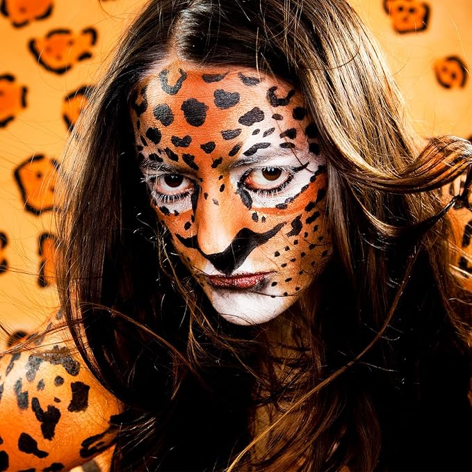 Orange Face Body Paint Stick, Eye Black Stick for Sports, Waterproof Full-Coverage Orange Face Makeup for Halloween Pumpkin Cheetah Lion Tiger Cosplay Makeup