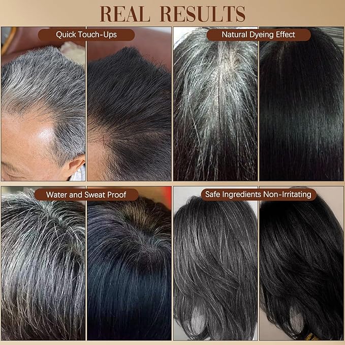 Safe and Convenient Comb Hair Dye, Touch up Combs, Waterproof and Sweat-Proof Hair Dye Comb, Portable Colouring Hair Dyes, 2 in 1 Instant Dye for Women & Men (Dark-Brown)