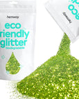 Hemway Eco Friendly Biodegradable Glitter 100g / 3.5oz Bio Cosmetic Safe Sparkle Vegan for Face, Eyeshadow, Body, Hair, Nail and Festival Makeup, Craft - Fine (1/64" 0.015" 0.4mm) - Lime Green