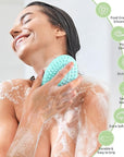 2 Pack Silicone Body Scrubber for Shower, Soft & Gentle Loofah Alternative for Sensitive Skin, Quick-Drying & Hygienic Body Wash Scrubber Brush for Women, Men & Kids (Blue & Green)