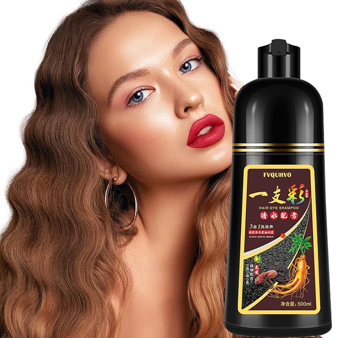 Hair Dye Shampoo 3 in 1, Light Brown Hair Dye for Men Women, Long Lasting Hair Color in Minutes, Dye Color Shampoo Para Canas, Easy to Use for All Hair Types 16.9 Fl Oz (Light Brown)