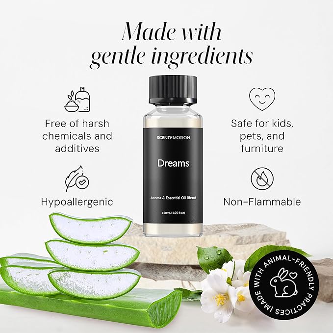 Dreams Essential Diffuser Oil, Opulent Resort-Style Aroma, Luxury Fragrance Oil for Ultrasonic & Waterless Diffusers, Notes of Aloe Vera, White Tea & Cedar | 4.05 fl oz, 120 mL