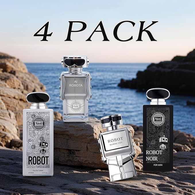 Hybrid & Company Mens 4 Pcs Robot Ai For Men Homme City Eau De Perfum Vaporisateur Natural Spray