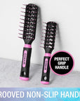 Conair Salon Results Vent Hairbrush Set - Detangling Hair brush - suitable for men and women - features Travel + Full-size - Pink/Black