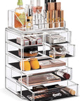 Sorbus Acrylic Makeup Organizer Set, 7-Drawer Vanity & Countertop Cosmetic Storage with Small & Wide Compartments, CLear Makeup Storage for Brushes, Jewelry – Holiday Gift for Women & Teens