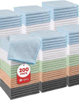 Orighty Wash Cloths Bulk Towels Set 200 Pack, Highly Absorbent and Soft Feel Microfiber Face Cloths, Multi-Purpose Washcloths & Hand Towels for Bathroom, Hotel, Spa, and Gym, 12x12 Inch, Multicolor