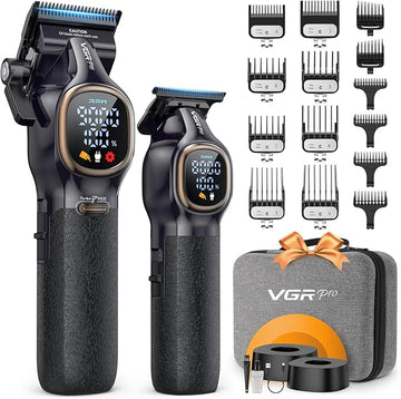 Professional Hair Clippers for Men, Professional Barber Clippers and Trimmer Set, Cordless Hair Clippers for Hair Cutting with Package Case, Powerful 9000 PRM Rechargable Electric Clippers