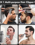 Professional Hair Clippers for Men,Hair Clippers+T-Blade Trimmer+Electric Shaver+Nose Hair Trimmer Set,4 in 1 Cordless Barber Hair Cutting Kit LCD Display Gifts (Gray)