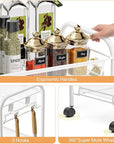TOOLF 4-Tier Rolling Cart, Metal Utility Cart with 3 Hooks, Easy Assemble Mobile Storage Trolley On Wheels, Metal Shelving Units Kitchen Bathroom Laundry Room