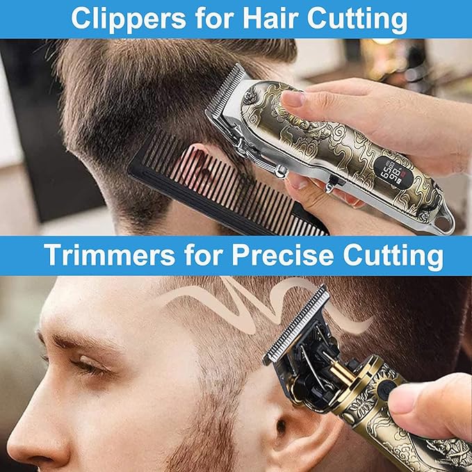 Suttik Professional Hair Clippers for Men, Clippers and Trimmers Set, Cordless Barber Clippers for Hair Cutting, Beard Trimmer Hair Cutting Kit with T-Blade Close Cutting Trimmer