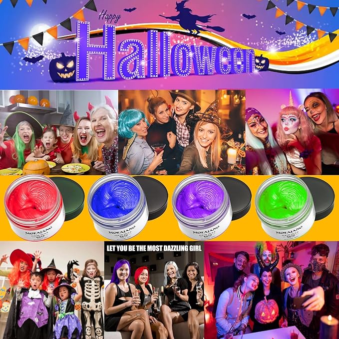 Temporary Hair Color Chalk For Kids, Hair Wax Color For 4 5 6 7 8 9 Year Old Girl Gifts, Birthday,Party, Cosplay DIY, Children's Day, Halloween, Christmas (4, Red Blue Purple Green)