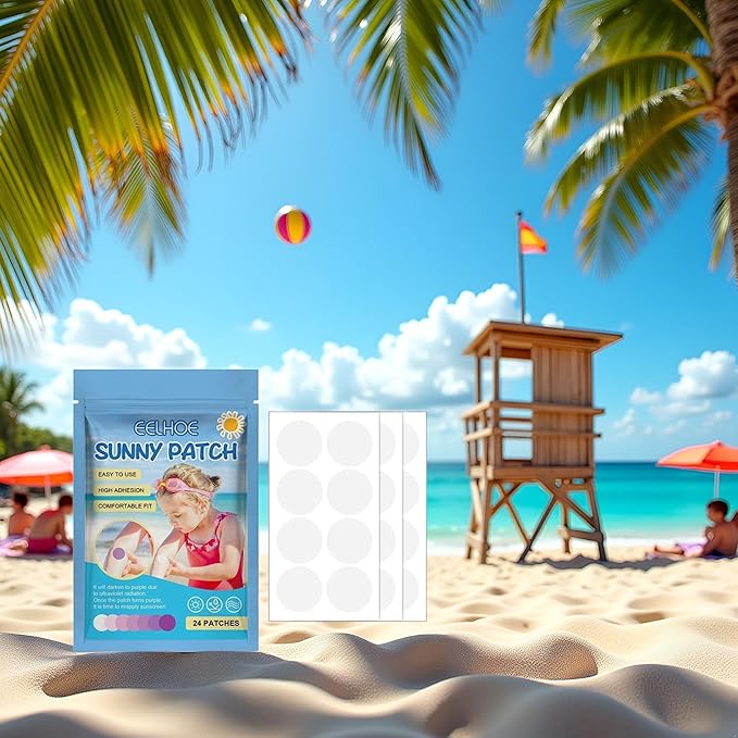 24 Pcs UV Stickers for Sunscreen, Waterproof UV Detection Stickers, Sun Cream Stickers to Reapply,UV Detection Reminder UV Patch for Kids Adults Waterproof Patches, Changes Color When Time To Reapply