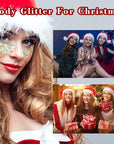 MEICOLY Christmas Face Body Glitter Gel,Christmas Hair Glitter,Christmas Accessories Stocking Stuffers Gift Decorations,Festival Face Glitter Makeup for Women Kids Girls,Chunky Glitter Face Paint
