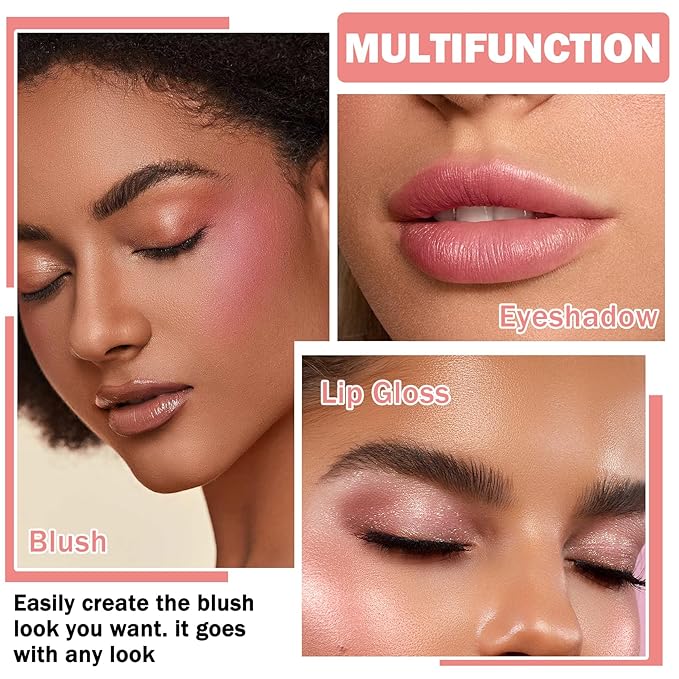 Cream Blush Stick with Sponge 3 in 1 Rose Red