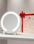 ROLOVE Vanity Mirror with Lights, 12 Inch Light Up Makeup Mirror, LED Makeup Mirror with Lights for Bedroom Tabletop, Smart Touch Control 3 Colors Dimmable, 360° Rotation, White