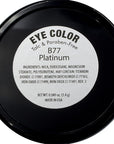 Platinum Silver Shimmering Gray Grey Pewter Pressed Powder Single Vegan Eyeshadow; Talc, Paraben & Cruelty Free