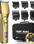 FADEKING® Professional Hair Clippers for Men - Cordless Barber Clippers for Hair Cutting, Rechargeable Hair Beard Trimmer with LED Display & Quality Travel Storage Case (Gold)