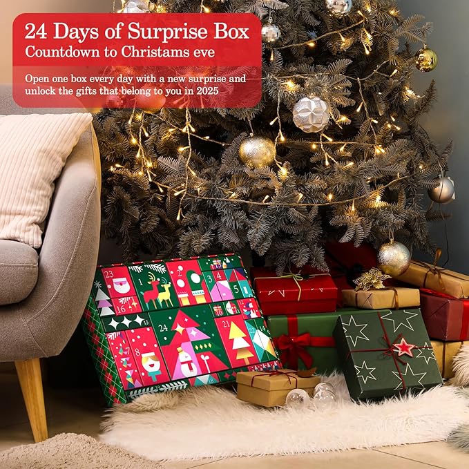 Advent Calendar 2025 for Adult Women, Christmas 24 Pieces Beauty Fashion and Jewelry Bath Sets Countdown Gifts, Christmas Surprise Gift Baskets for Women, Mom, Wife, Sister, Colleague, Adult