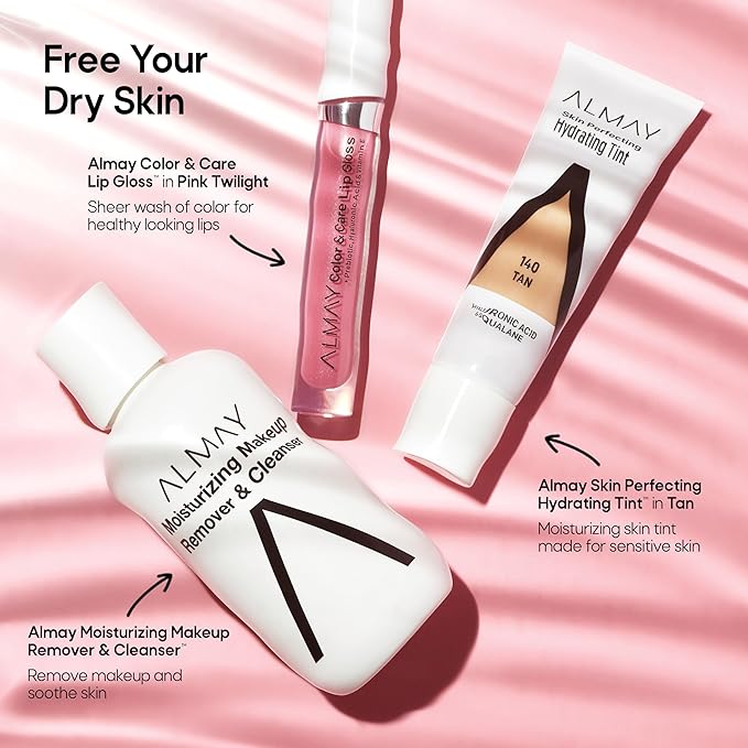 Almay Color & Care Hydrating Lip Gloss, Soft Natural Hues, Prebiotic Complex, Hyaluronic Filling-Sphere Technology, 400 Peachy Sky, 0.1 Fl Oz