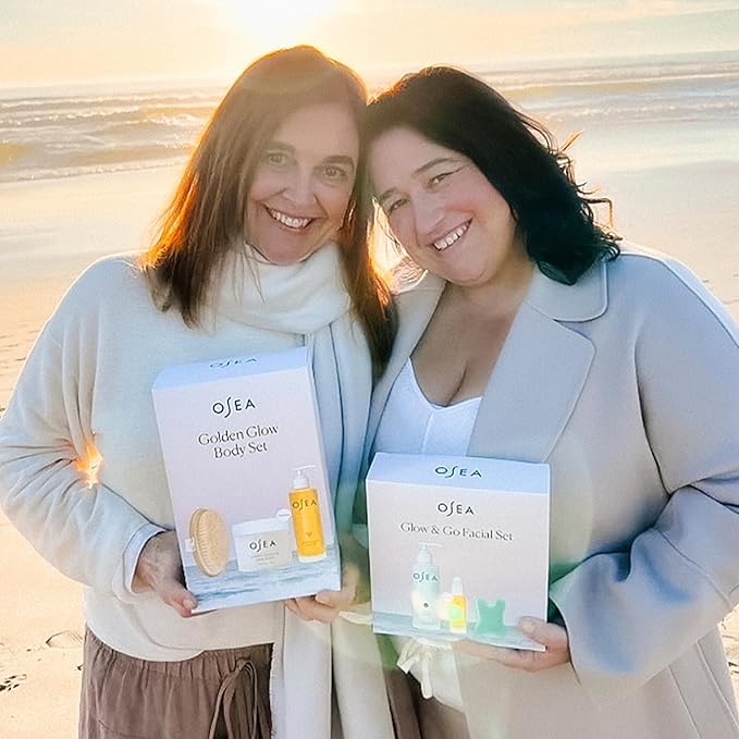 OSEA Glow & Go Facial Full Size Set - Includes Full Size Ocean Facial Cleanser (5oz), DayGlow Face Oil (1oz), Gua Sha Sculptor - Clean Beauty Set - Radiant Mother's Day Gift Set