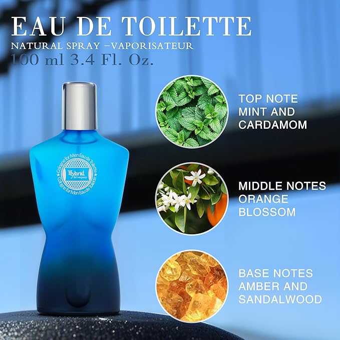 Hybrid & Company Blue For Men Eau De Toilette Natural Spray Vaporisateur 3.4 FL.OZ