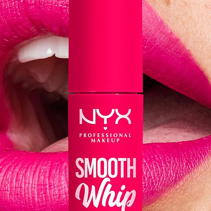 NYX PROFESSIONAL MAKEUP Smooth Whip Matte Lip Cream, Long Lasting, Moisturizing, Vegan Liquid Lipstick - Pillow Fight (Hot Fuschia)