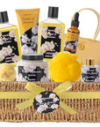 Mother's Day Gift for Mom Bath and Body Gift Basket Orchid & Jasmine Spa Gift Baskets for Women Fragrant Body Lotions, Bath Bomb, Home Spa Gift Basket Rich in Jojoba oil & Shea Butter, Bath Kit Sets