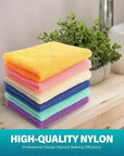 UJFQBH 6 Pieces African Net Sponge Long Bath Sponge Exfoliating Shower Body Scrubber for Daily Use, Terrific for Smoother Skin - Back Scrubber for a Refreshing Experience (Purple - Orange)