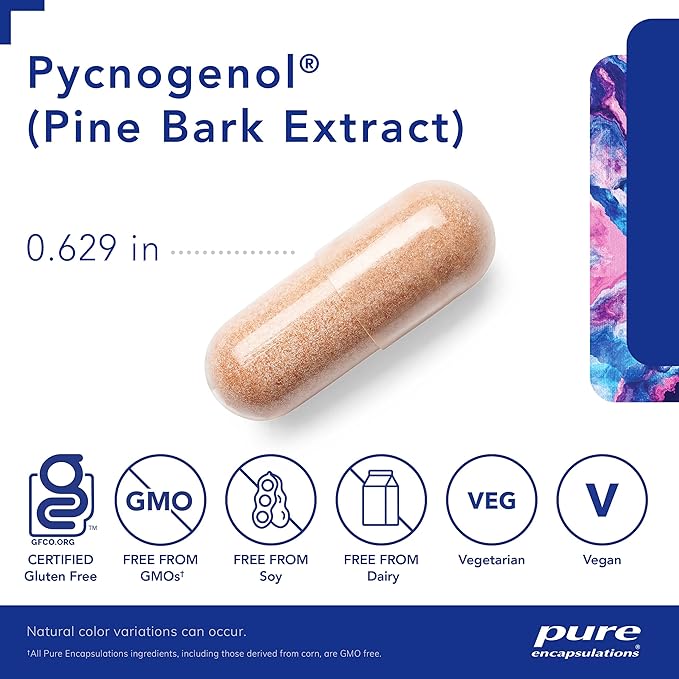 Pure Encapsulations Pycnogenol (Pine Bark Extract) 50 mg | Hypoallergenic Supplement to Support Cognitive Function and Cardiovascular Health | 120 Capsules