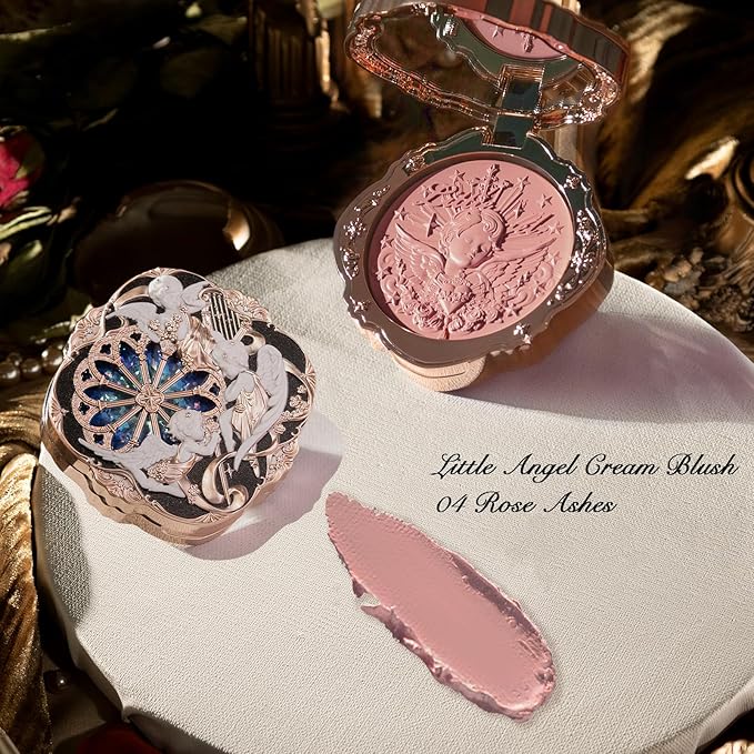 Flower Knows Little Angel Cream Blush,Buildable & Blendable Makeup Blush for cheeks,Soft & Long-lasting,Dusty Mauve Rose Flush for All Skin Tones(04 Rose Ashes,6g)