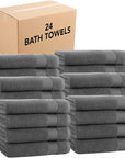 Arkwright Bath Towels Set of 4 - (Bulk Case of 24) Super Soft 100% Cotton, 600 GSM Quick Dry & Absorbent, Luxury Bathroom Essentials for Hotels, Spa, Hosts, and Vacation Rentals, Pewter Grey