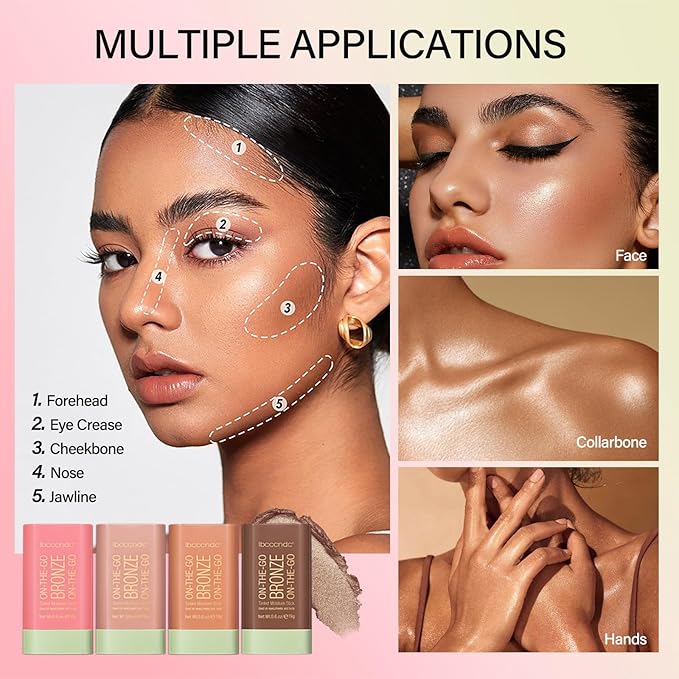MEICOLY Cream Contour Stick, Shimmery Finish, Rich Glow,