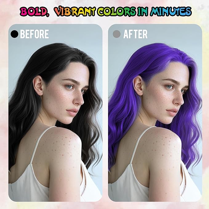 Purple Temporary Hair Color Spray - Gentle Formula, Washable & Non-Sticky | Instant Hair Dye Alternative for Adults | Halloween, Costume, Party Makeup, 150ml