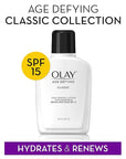 Face Moisturizer by Olay, Age Defying Classic Daily Renewal Lotion, With Sunscreen, Classic,4 oz