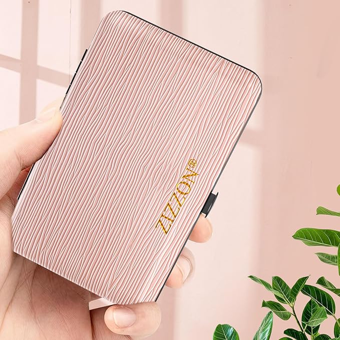 ZIZZON Travel Mini Manicure Set Nail Clipper Set 10 in 1 Stainless Steel Pedicure Care Grooming kit with Case Pink