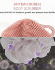 Sndyi Silicone Body Scrubber, Gentle Exfoliating Body Scrubber for Sensitive Skin, Leaf Shaped Shower Scrubber for Body with Lathering Bristles, Silicone Loofah Body Brush for Showering, Pink