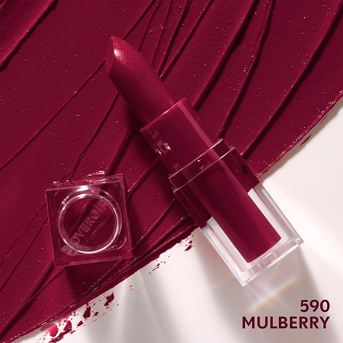 COVERGIRL Clean Lip Color, Mulberry, Satin Finish, Squalane, Avocado & Aloe, Carmine-Free, Non-Drying, 0.12oz