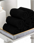 Utopia Towels 12 Pack Cotton Washcloths Set, 100% Ring Spun Cotton, Premium Flannel Face Cloths, Highly Absorbent and Soft Feel Fingertip Towels, Black