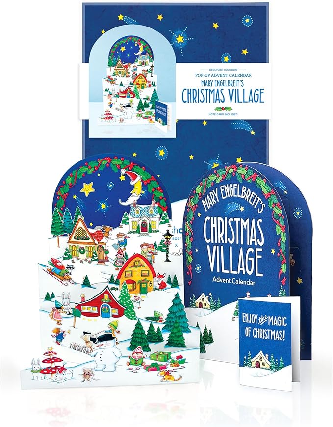 Freshcut Paper 2025 Advent Calendar, Mary Engelbreit's Christmas Village, Pop Up 3D Greeting Cards, Paper Advent Calendar for Adults, Christmas Gifts, Holiday Cards with Blank Notecard & Envelope