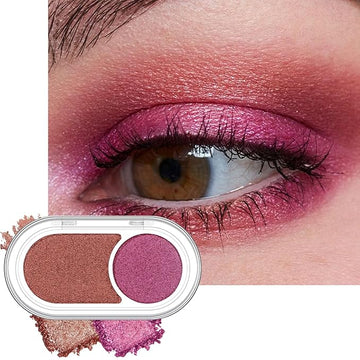 Erinde Purple Eyeshadow Palette Duo - Burgundy Purple Maroon Shimmer Metallic Glitter Eye Shadow Makeup Palette, Long Lasting Waterproof Blendable Crease Proof Warm Red Tones Christmas Makeup, 04