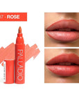 Palladio Lip Stain, Hydrating and Waterproof Formula, Matte Color Look, Longlasting All Day Wear Lip Color, Smudge Proof Natural Finish, Precise Chisel Tip Marker, Rose