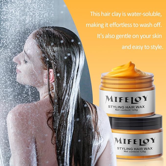 Gold Temporary Hair Color Wax, Golden Instant Natural Hairstyle Cream Dye, Blonde Washable Styling Pomadesfor Men Girls Women Youth, Disposable Coloring Mud for Party Cosplay DIY Halloween