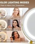 ROLOVE Gold Vanity Mirror, 12 Inch Makeup Mirror with Lights, Large Lighted Vanity Mirror, Light Up Mirror with Smart Touch 3 Colors Dimmable, Tabletop, 360° Rotation