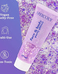 MEICOLY Chameleon Light Purple Hair Glitter,Chunky Face Body Glitter for Halloween,Color Changing Mermaid Face Glitter,Holographic Glitter Sequin for Face Body Hair,Festival Party Cheer Glitter Makeup