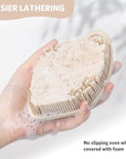 Sndyi Silicone Body Scrubber, Gentle Exfoliating Body Scrubber for Sensitive Skin, Leaf Shaped Shower Scrubber for Body with Lathering Bristles, Silicone Loofah Body Brush for Showering, Oatmeal