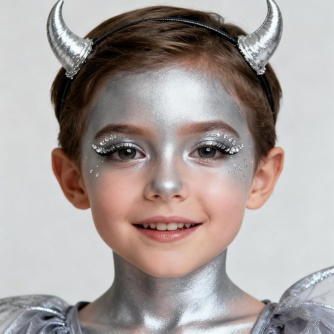 Go Ho Pearl Silver Face Body Paint Stick,Water Based Washable Face Paint Stick,Non-toxic Full-coverage Cream Silver Body Paint for Adults Children Halloween Cosplay SFX Makeup