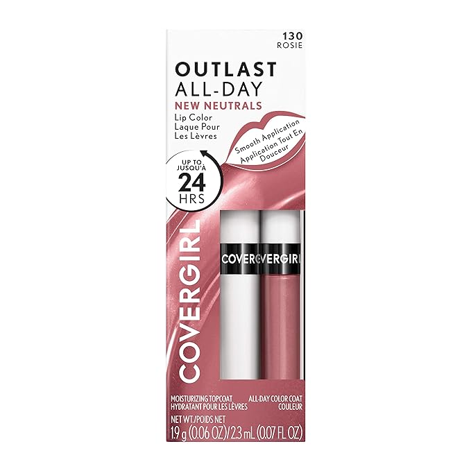 Covergirl Outlast All-Day Lip Color with Moisturizing Topcoat, New Neutrals Shade Collection, Rosie, 0.06 Ounce (Pack of 1)